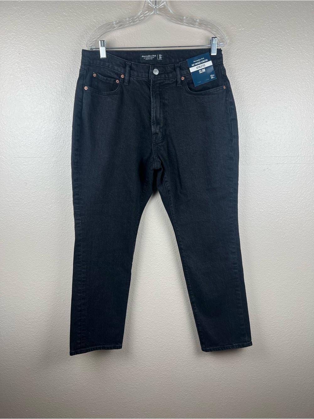 Abercrombie & Fitch Athletic Slim Black Jeans 33x30 NWT